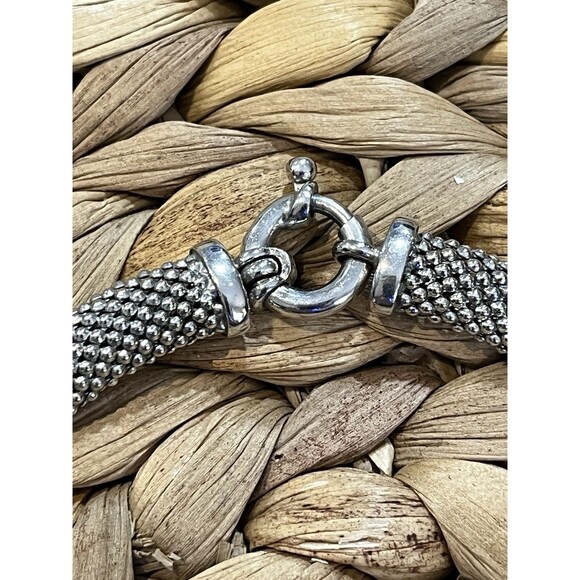 Beautiful Sterling Silver Italy Mesh Style CZ Choker Necklace 16in Party Wedding - Picture 7 of 12